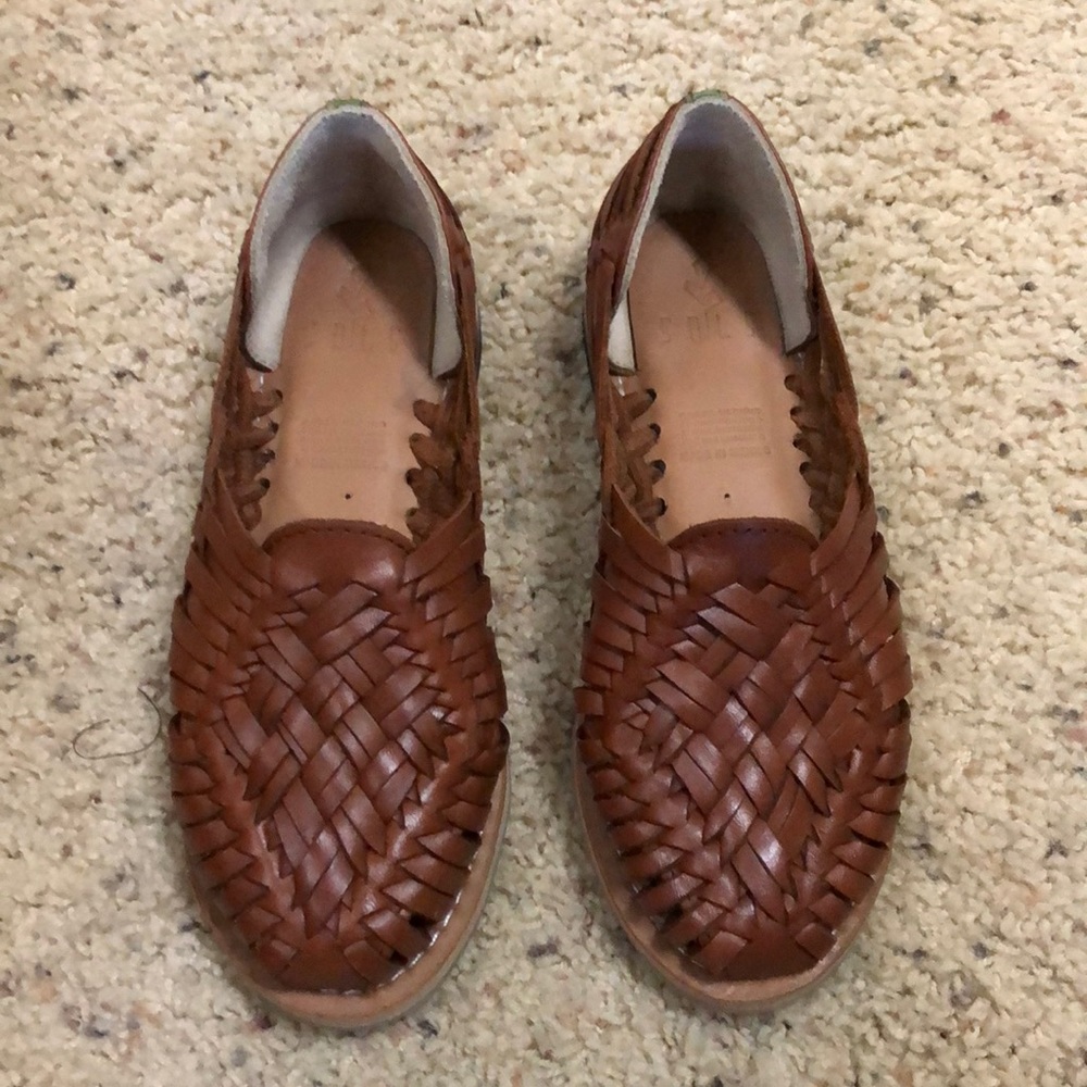 Sols Leather Huaraches Shoes Women’s Size 6 Ana Cafe Tori